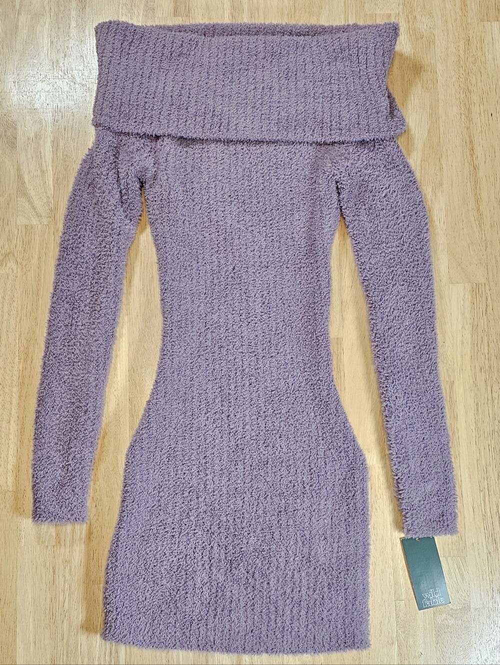 Cozy Lavender Knit Sweater Dress